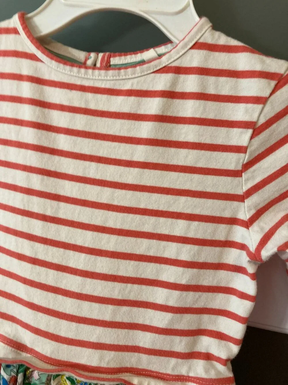 Mini Boden Red Striped Floral hotchpotch Dress 7-8y